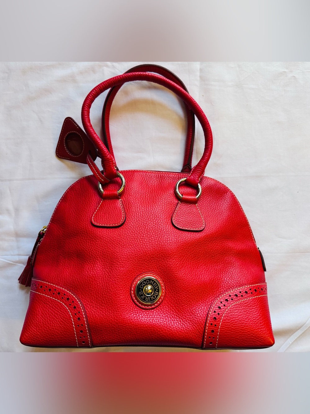 Dooney & Bourke Red Pebbled Leather Dome Satchel